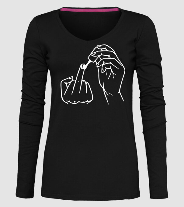 Nail polish Fuck U model negru pe tricou