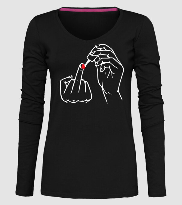 Nail polish Fuck U model negru pe tricou