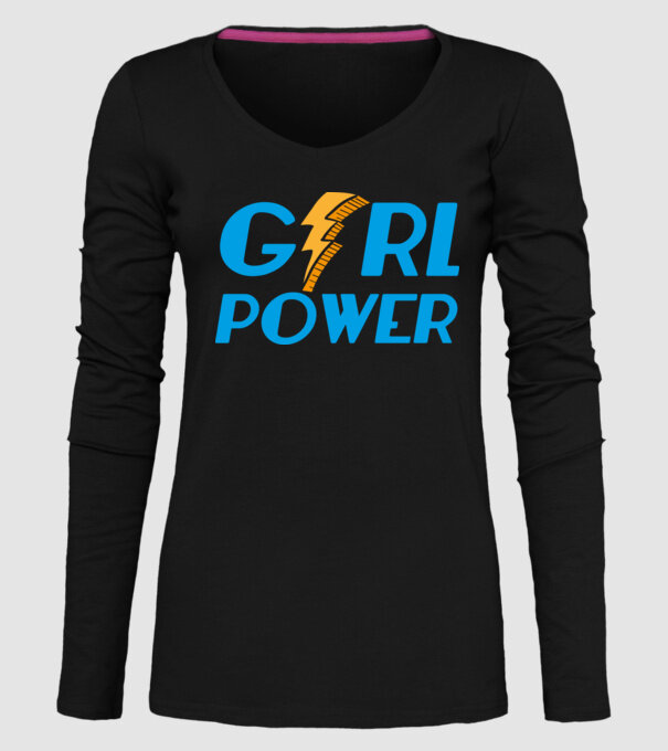 GirlPower model negru pe tricou