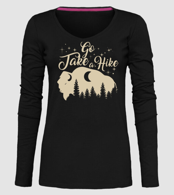 Go take a hike buffalo model negru pe tricou