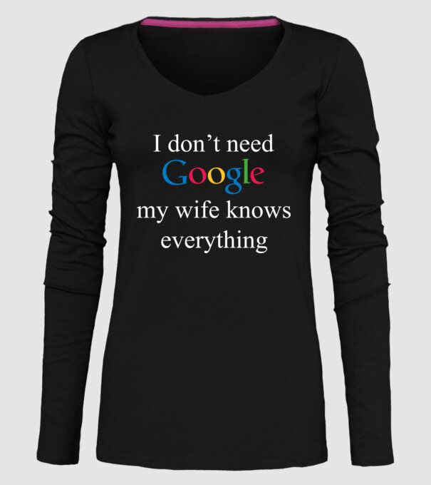 Google wife model negru pe tricou