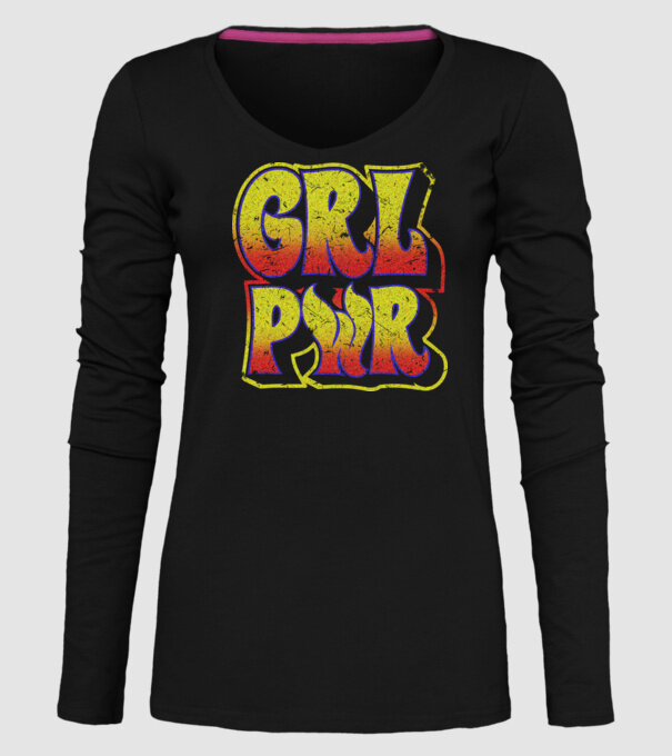 Girl Power retro model negru pe tricou