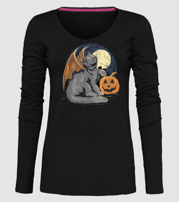 Halloween cica model negru pe tricou