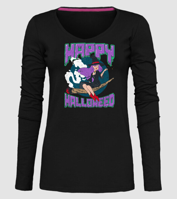 Happy Halloweed model negru pe tricou