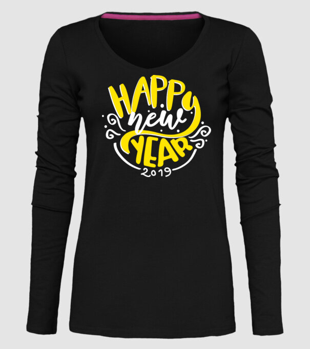 Happy new 2019 model negru pe tricou