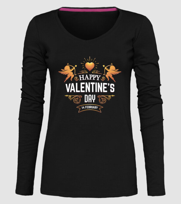 'Happy Valentine''s Day!' model negru pe tricou