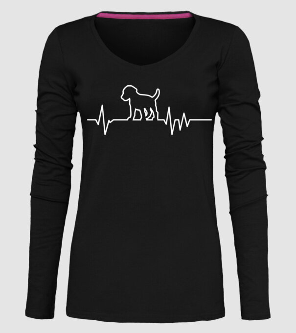 Heartbeat line Beagle model negru pe tricou