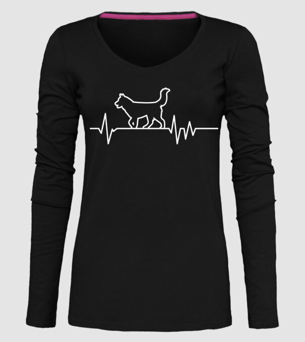 Heartbeat line Husky model negru pe tricou