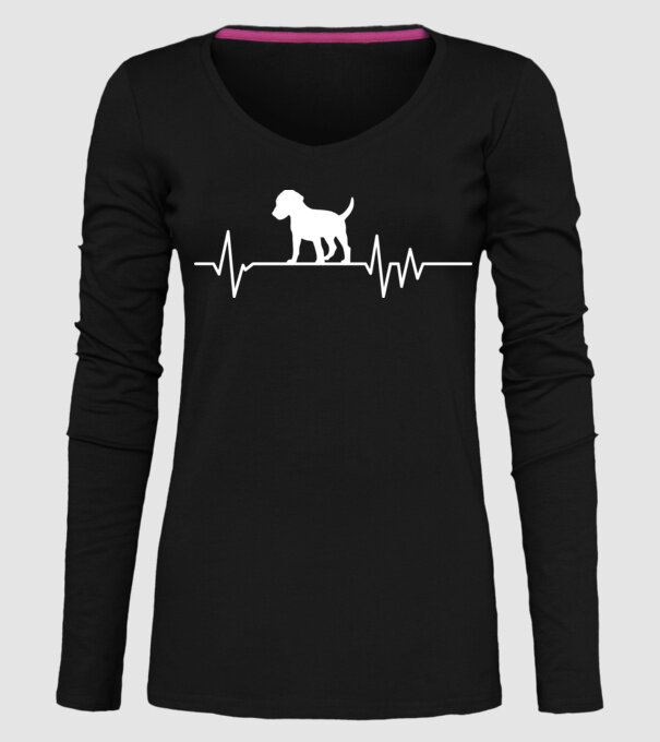 Heartbeat silueta Beagle model negru pe tricou