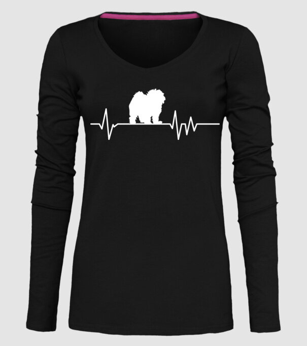 Heartbeat silueta Bolognese model negru pe tricou