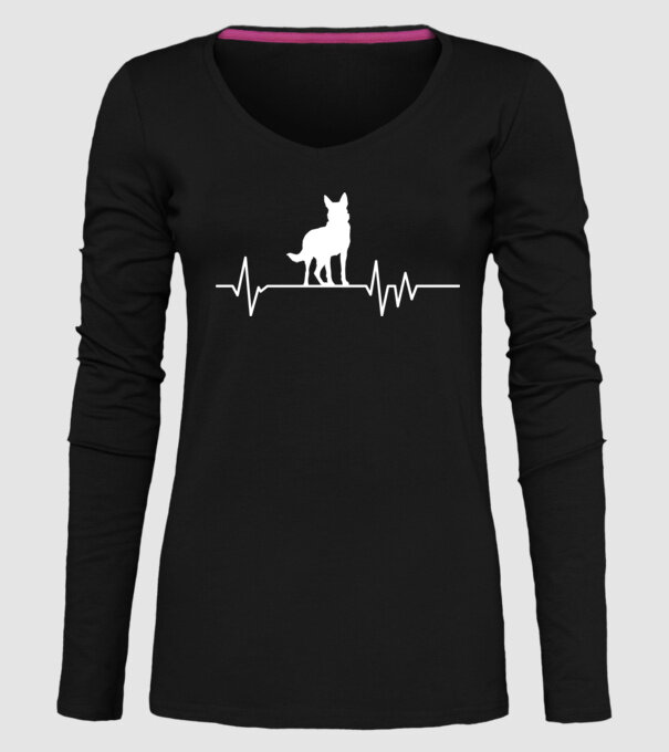 Heartbeat siluetă Ciobănesc german model negru pe tricou
