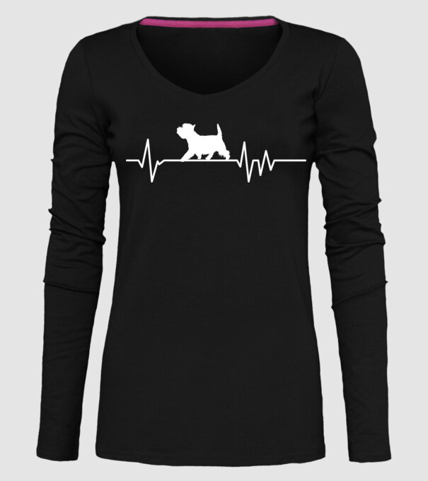 Heartbeat silueta Westie model negru pe tricou