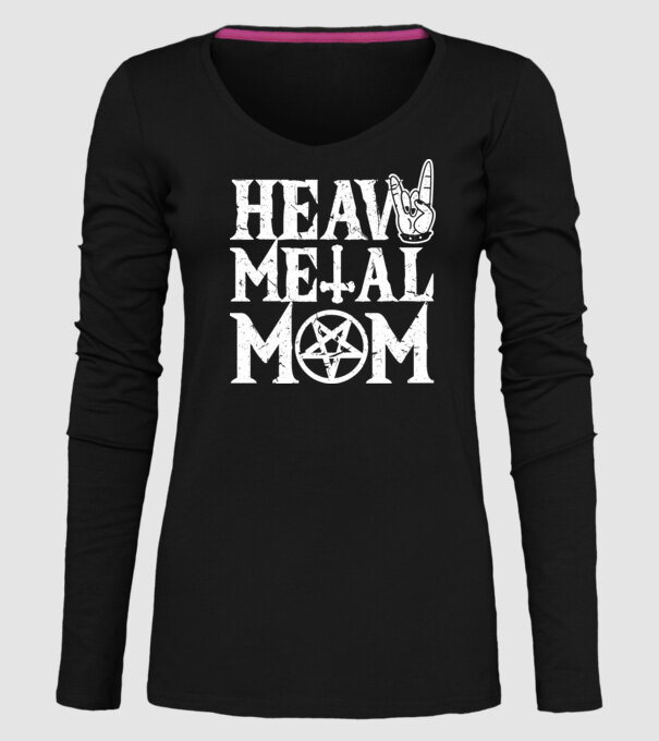 Heavy Metal Mom model negru pe tricou