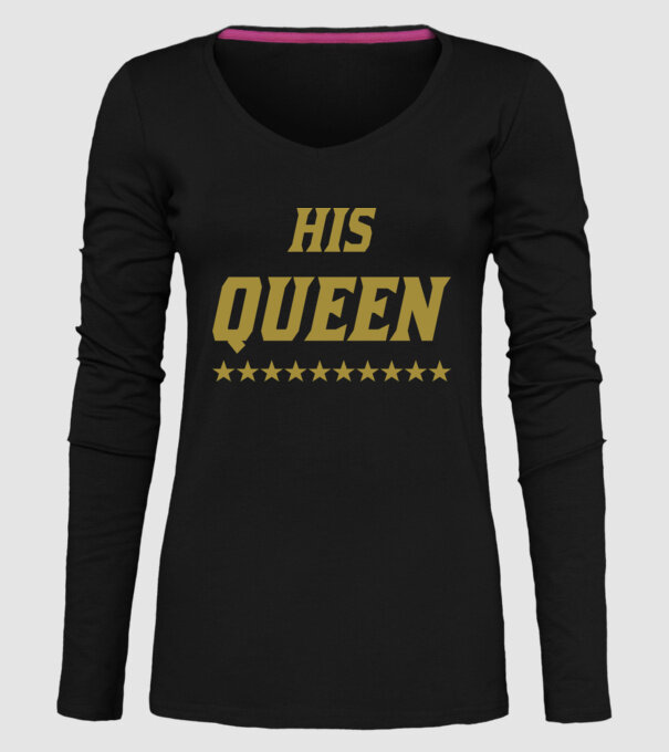 His Queen model negru pe tricou