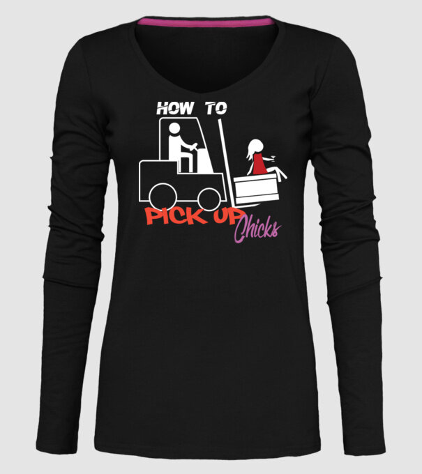 How to Pick up Chicks model negru pe tricou