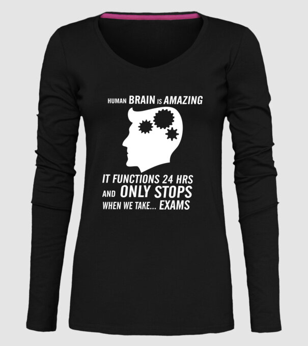 Human brain is amazing model negru pe tricou