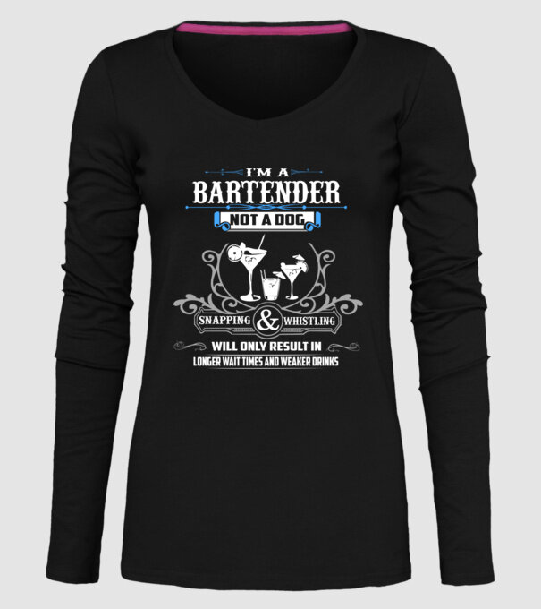 'I''m a bartender NOT a dog' model negru pe tricou