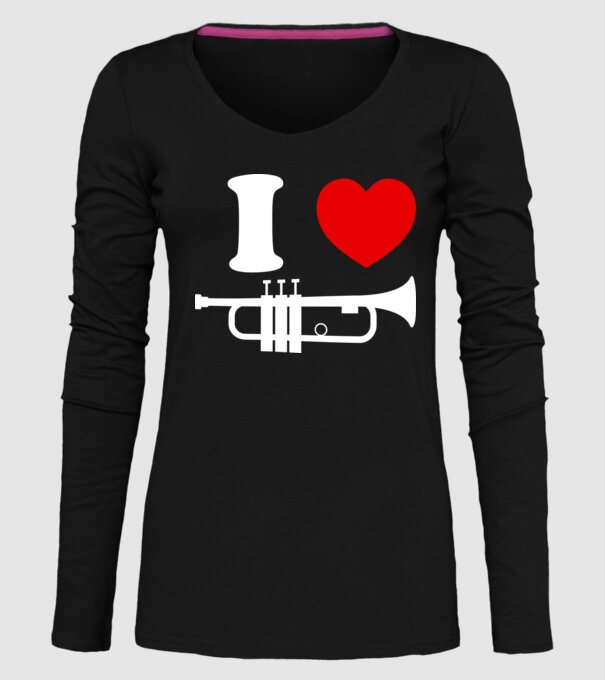 I heart trumpet model negru pe tricou