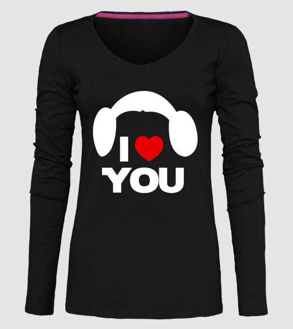 i love u model negru pe tricou