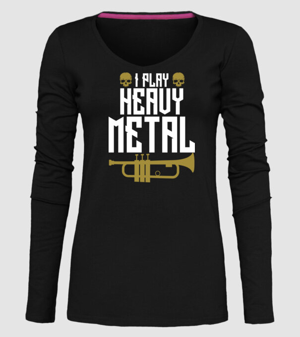 I play heavy metal trumpet model negru pe tricou