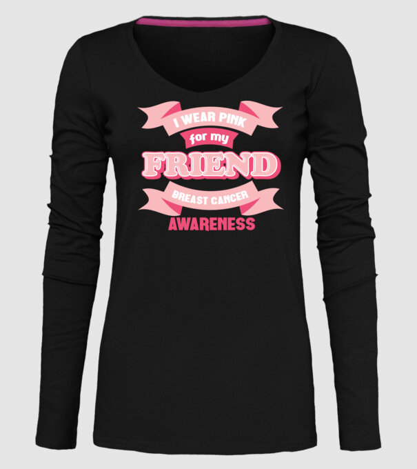 I wear pink for my friend model negru pe tricou