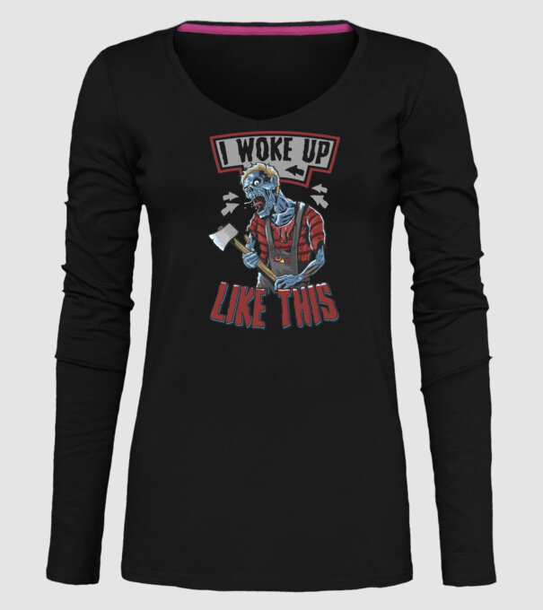 I woke up like this model negru pe tricou
