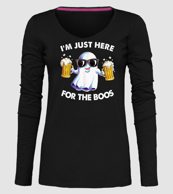 Im just here for the boos model negru pe tricou