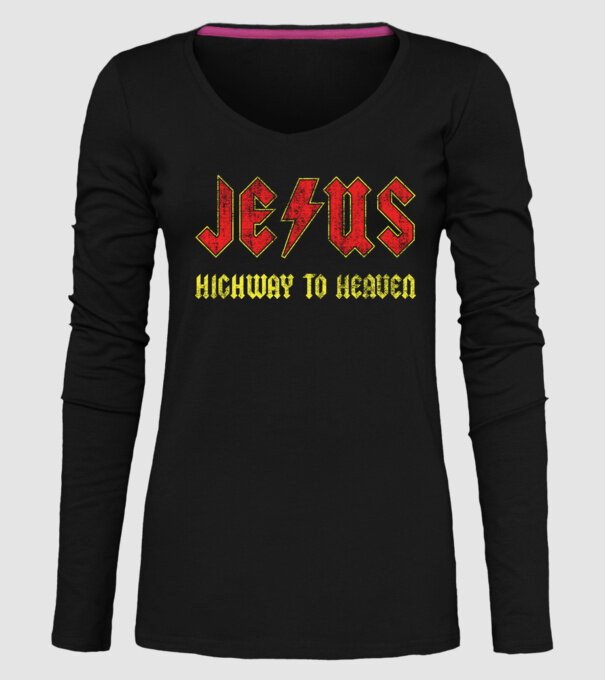 JESUS HIGHWAY TO HEAVEN model negru pe tricou