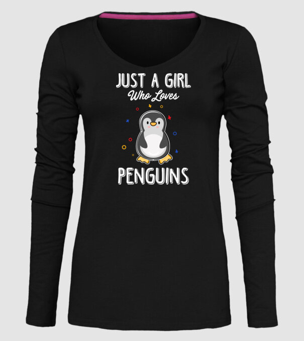 Just a girl who loves Penguins white model negru pe tricou