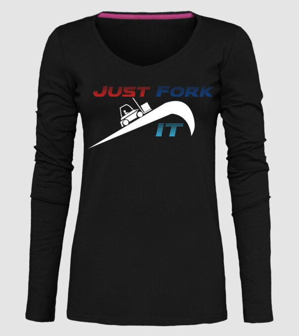 Just Fork It model negru pe tricou