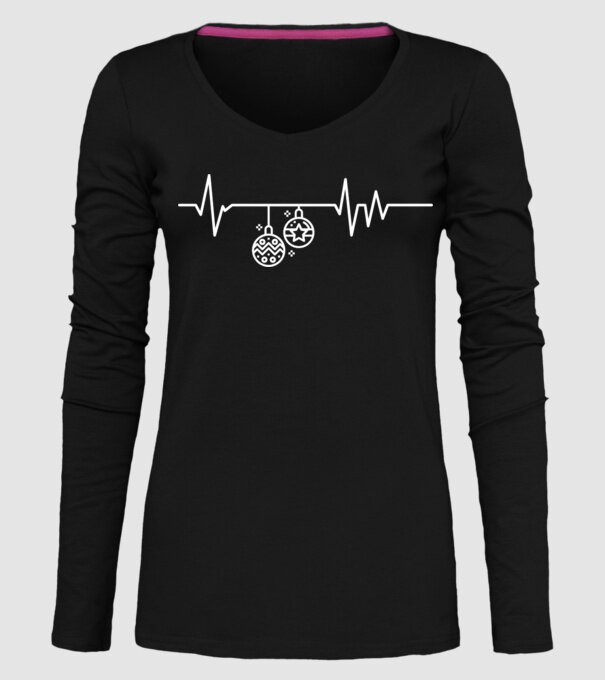 heartbeat Crăciun model negru pe tricou