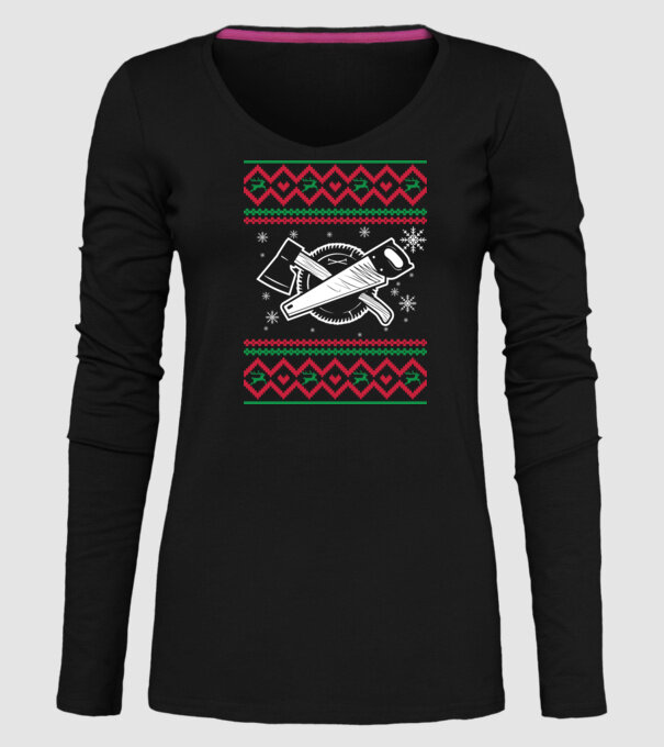 Model tricotat de Crăciun - tâmplar model negru pe tricou