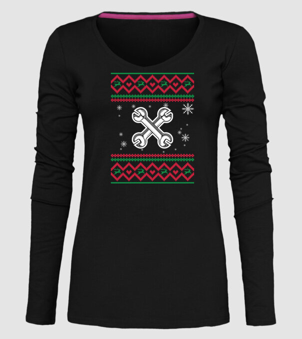 Model tricotat de Crăciun - mecanic auto model negru pe tricou