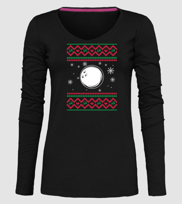 Model tricotat de Crăciun - bowling model negru pe tricou
