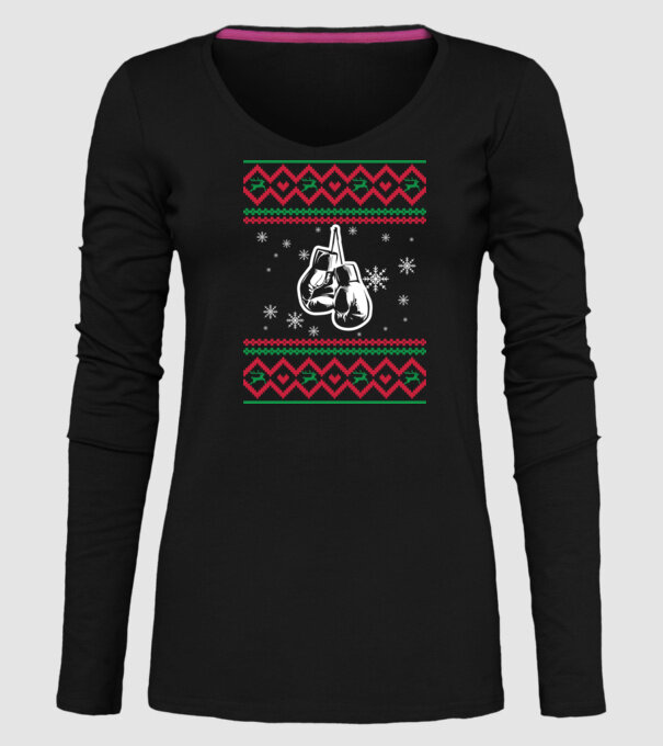 Model tricotat de Crăciun - box model negru pe tricou