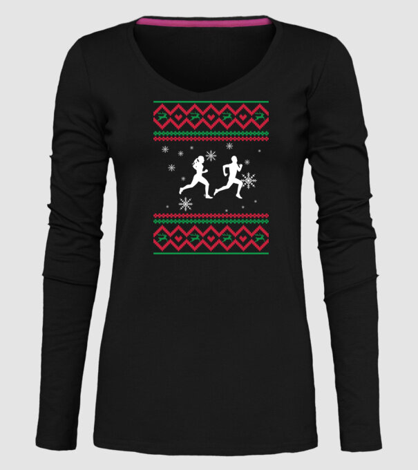 Model tricotat de Crăciun - alergători model negru pe tricou