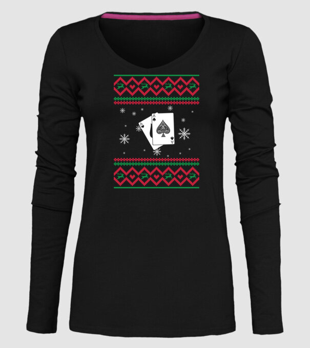 Model tricotat de Crăciun - poker model negru pe tricou