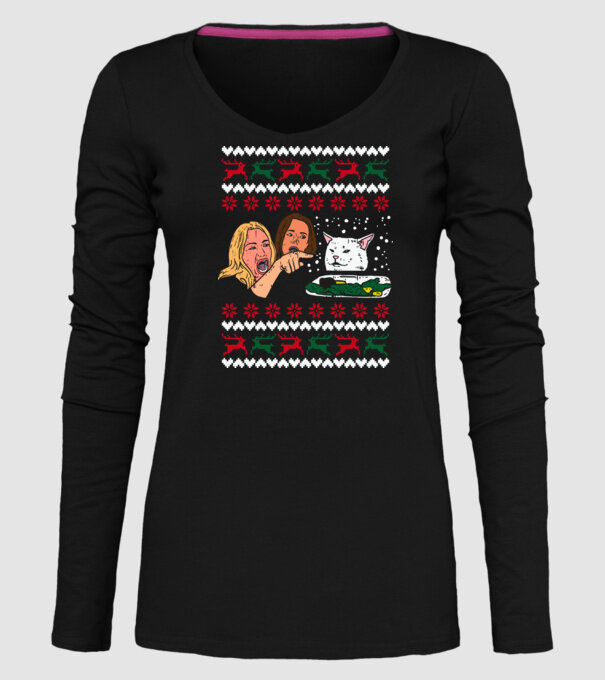 Pulovăr de Crăciun meme model negru pe tricou