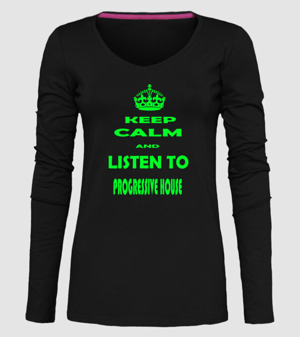 Keep Calm and Listen to prog-house model negru pe tricou