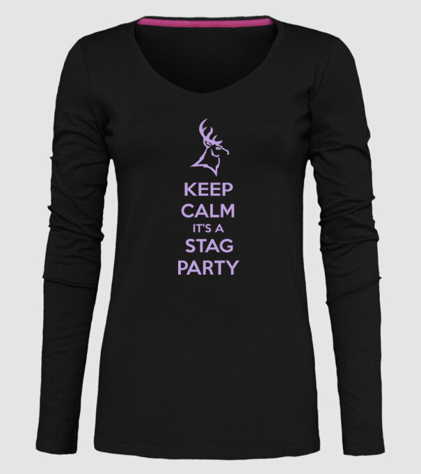 Keep calm stag party on model negru pe tricou