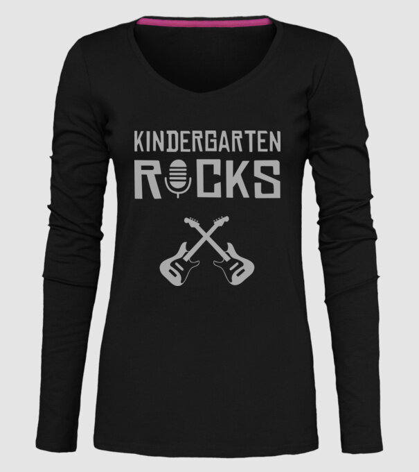 Kindergarten rocks model negru pe tricou