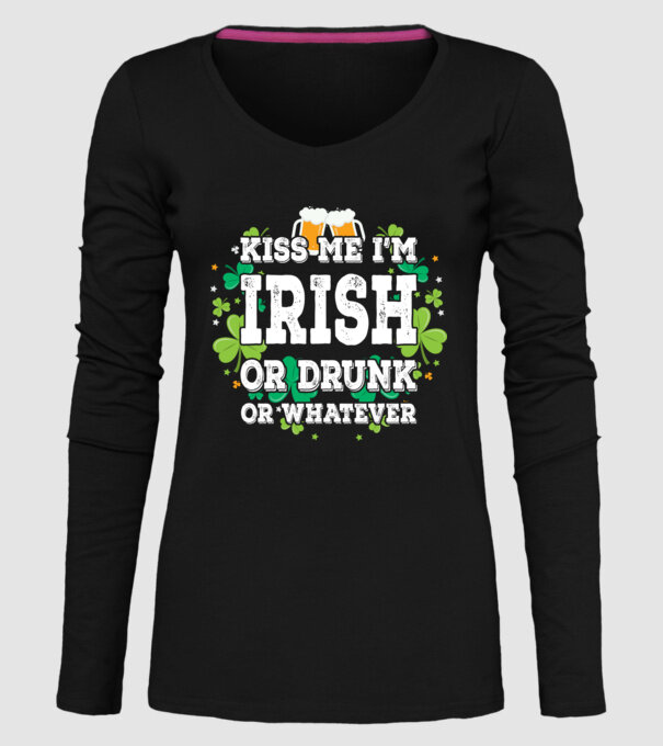 'Kiss me I''m Irish or Drunk' model negru pe tricou