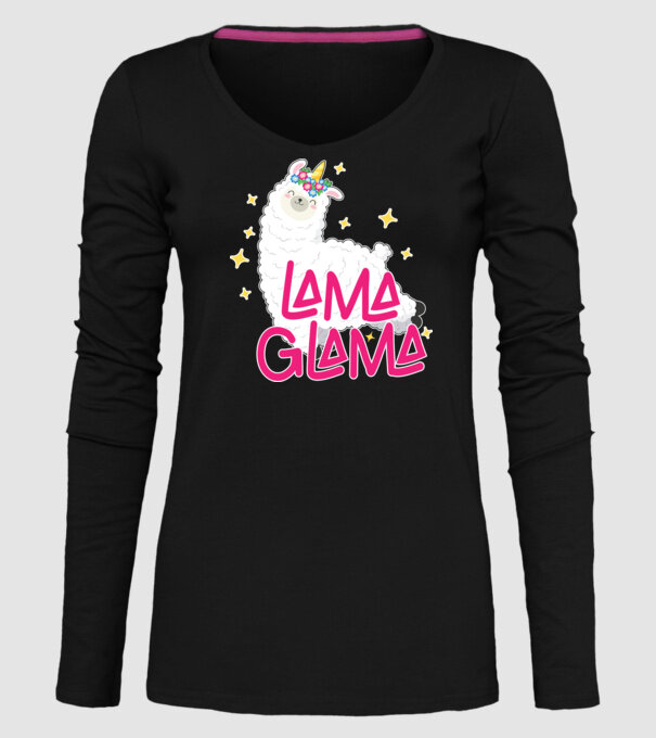 Lama glama model negru pe tricou