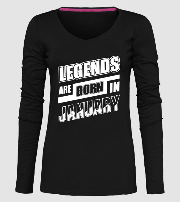 Legends are born in January model negru pe tricou