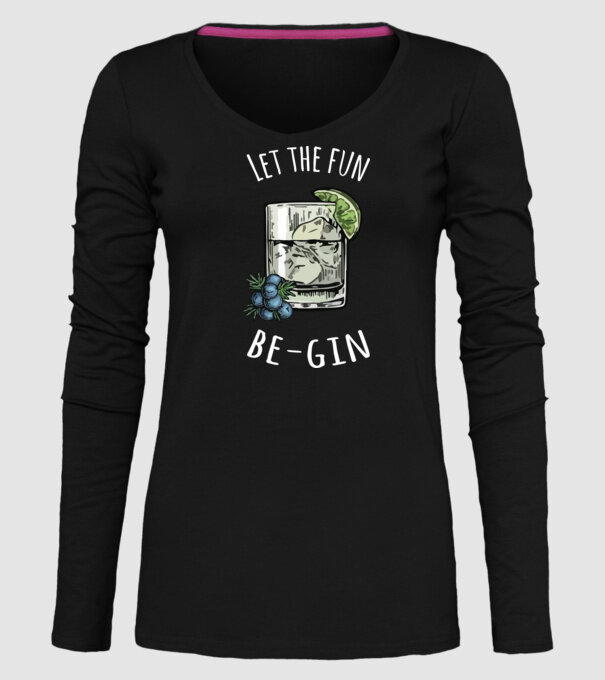 Let the fun be gin model negru pe tricou