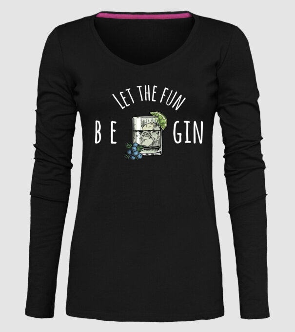 Let the fun be gin model negru pe tricou