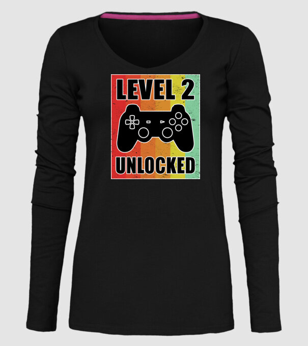 level 2 unlocked retro gamer model negru pe tricou
