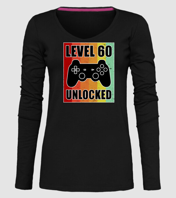 Level 60 unlocked retro gamer model negru pe tricou