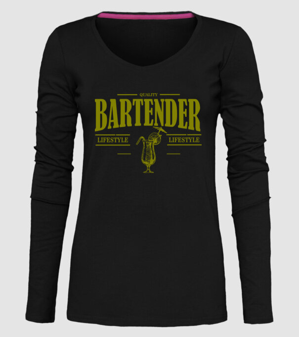 Lifestyle Bartender model negru pe tricou