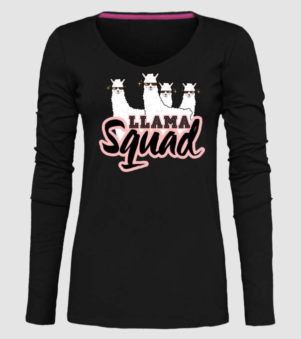 Llama squad model negru pe tricou